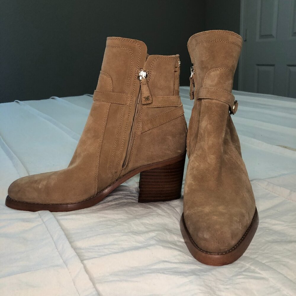 Sam Edelman Simona Block Heel Leather/Suede Bootie size 8.5 brand new‎